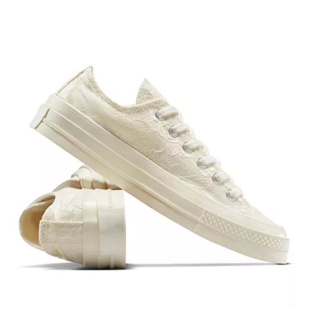 CONVERSE 7 Chuck 70 Vintage Bohemian Floral Lace Ivory Off White Base Sneakers